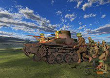 94式軽装甲車に支援された歩兵の突撃